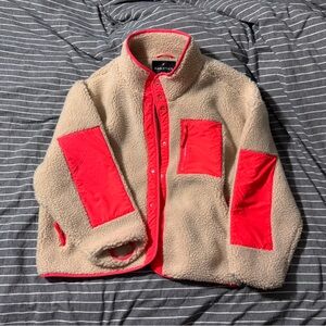 Fabletics cream and coral teddy Jacket xxl/1x